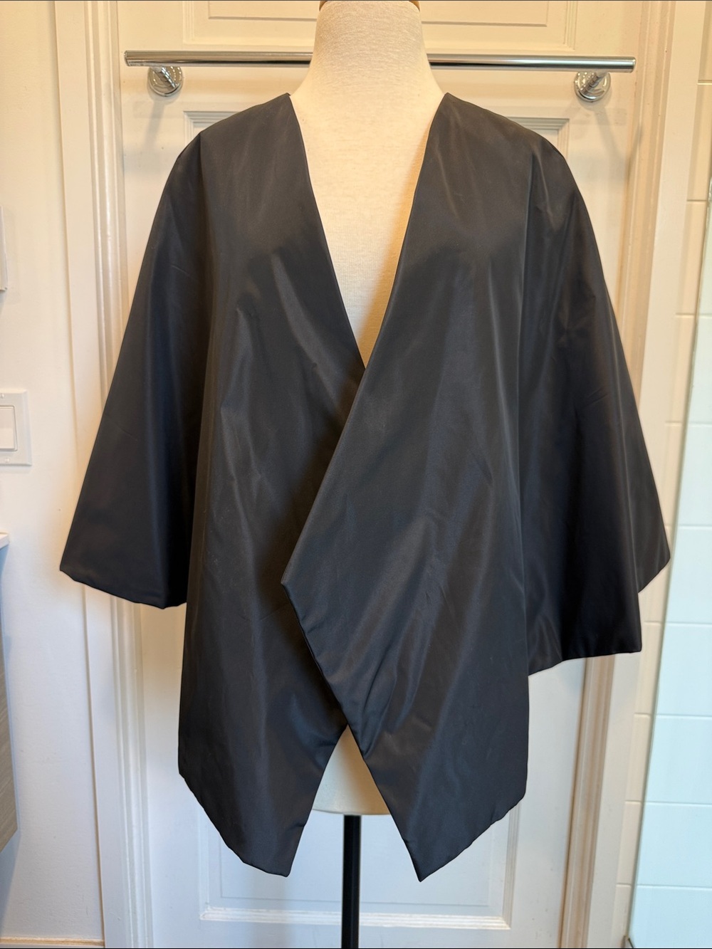Marina Rinaldi Black Draped Open-Front Cape Jacket